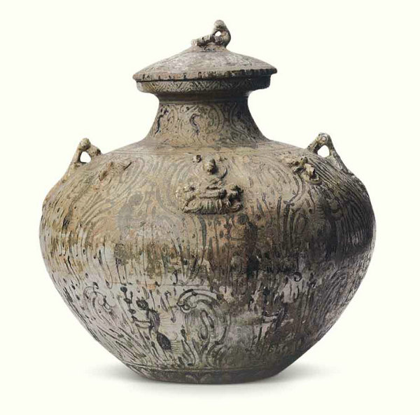 嘉德通訊119期·拍場(chǎng)擷珍  憶昔入桃源 萬(wàn)古仙家趣——乾隆御制 青花夾洋彩通景“桃花源”圖雙耳活環(huán)大瓶