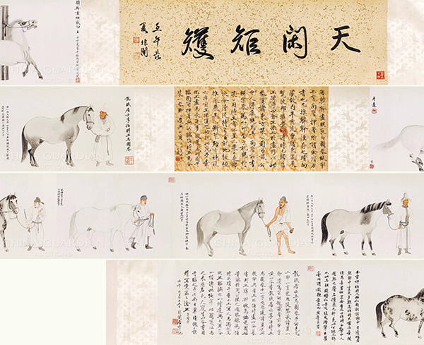 中國嘉德2019春拍精品導覽 | 天閑法度 院體圭杲——于非闇《五馬圖》、《照夜白》合卷