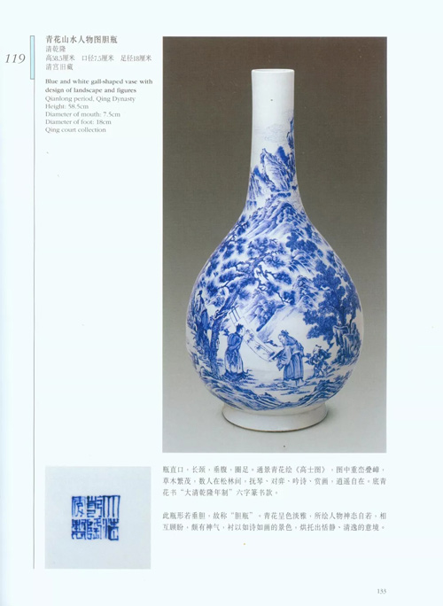中國(guó)嘉德2018春拍精品導(dǎo)覽 | 耕讀傳家久 詩書繼世長(zhǎng) ——清乾隆 青花耕讀圖膽式瓶賞析